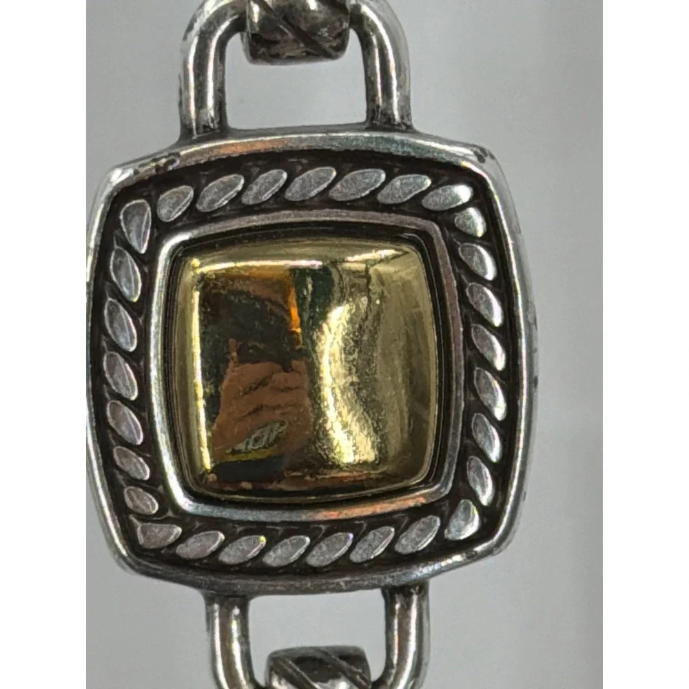 Brighton Mixed Metal Silver Gold Tone Braided Rope Chain Belt Large 36 Inch